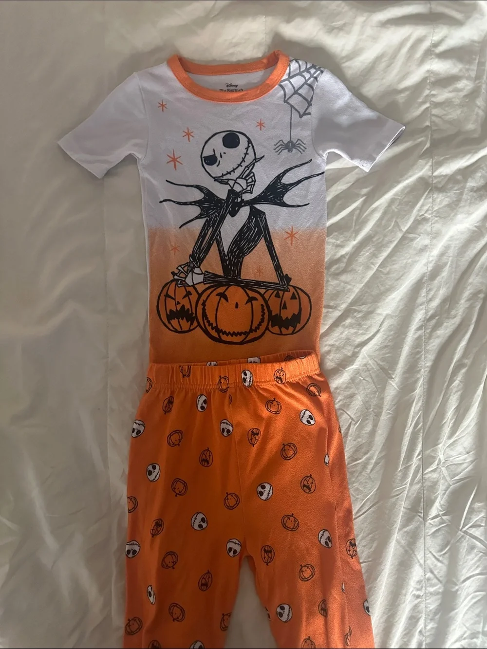 Disney Orange and White Jack Skellington Pumpkin Pajama Set